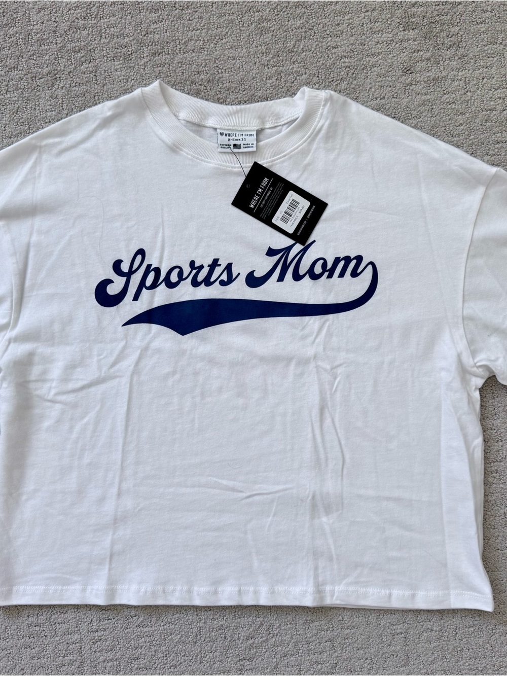 Sports Mom Graphic Tee - White with Navy Print, Where I’m From brand, NWT